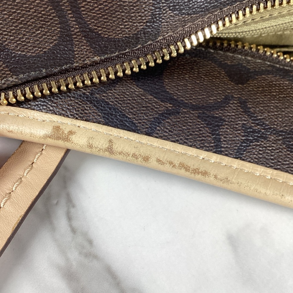 Coach Vintage Peyton Bag Brown Black Signature Tote with Wallet‎ Purse - Picture 15 of 16